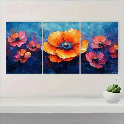 3pcs Vivid Flower Colorful Lovers Wall Art Set Canvas Unframed - High Quality Print 100% Australian Made Wall Canvas