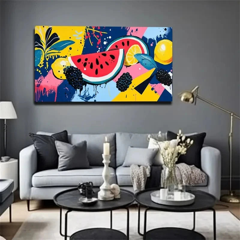 Blue Leaves & Plants Landscape Wall Art Canvas Office Home Room Framed 120x60cm