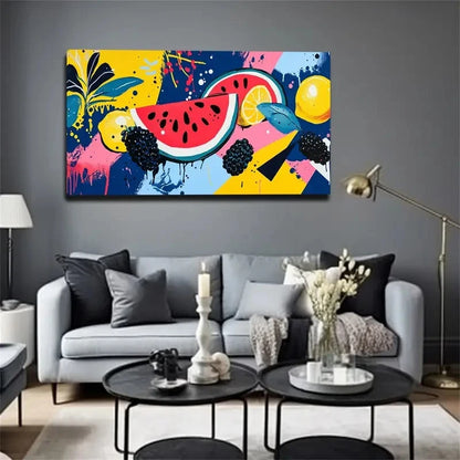 Blue Leaves & Plants Landscape Wall Art Canvas Office Home Room Framed 120x60cm