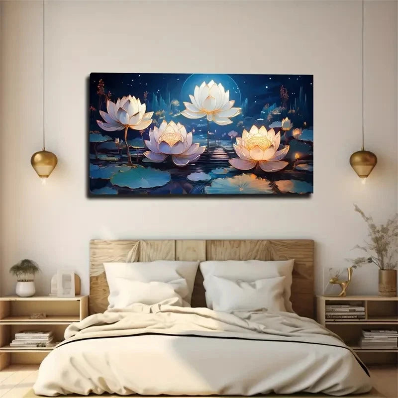 Magic For Lotus Pool Wall Art Canvas Office Home Room Framed 120x60cm