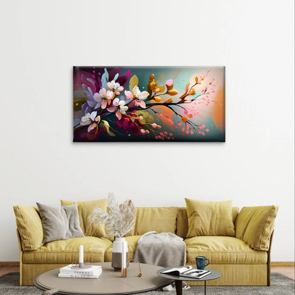 Modern Abstract Floral Branch Wall Art Canvas Office Home Framed 120x60cm