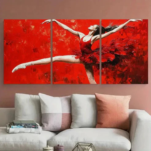 3pcs Ballerina Dancing Woman Modern Perfect Wall Art Set Canvas Unframed - High Quality Print 100% Australian Made Wall Canvas - Bella Home Decor