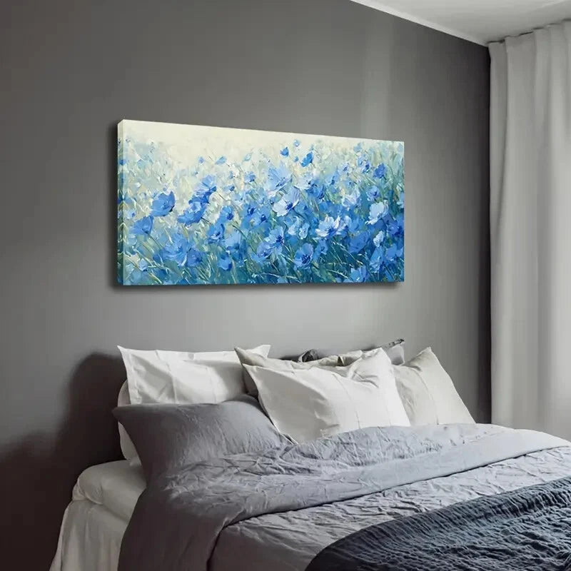 Modern Minimalist Décor Blue Wall Art Canvas Office Home Room Framed 120x60cm - Bella Home Decor