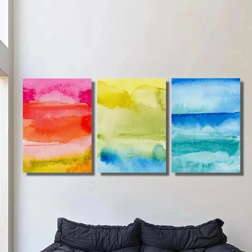 3pcs Colorful Gradient Abstract Painting Wall Art Canvas Unframed - High Quality Print 100% Australian Made Wall Canvas - Bella Home Decor