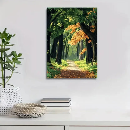 Beautiful Lush Maple Tree Forest Painting 40x60cm Metal Print Ready to Hang - Bella Home Decor