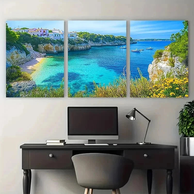 3pcs Balearic Islands Décor Menorca Perfect  Wall Art Set Canvas Framed 60x90cm - High Quality Print 100% Australian Made Wall Canvas Ready to Hang - Bella Home Decor