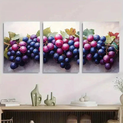 3pcs Décor Botanical Bunch Of Grapes Wall Art Canvas Unframed - High Quality Print 100% Australian Made Wall Canvas - Bella Home Decor