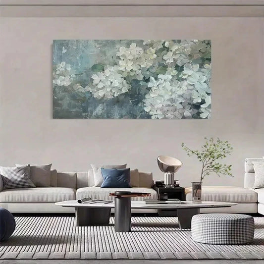 Hydrangea Abstract Flowers Wall Art Canvas Office Home Room Framed 120x60cm