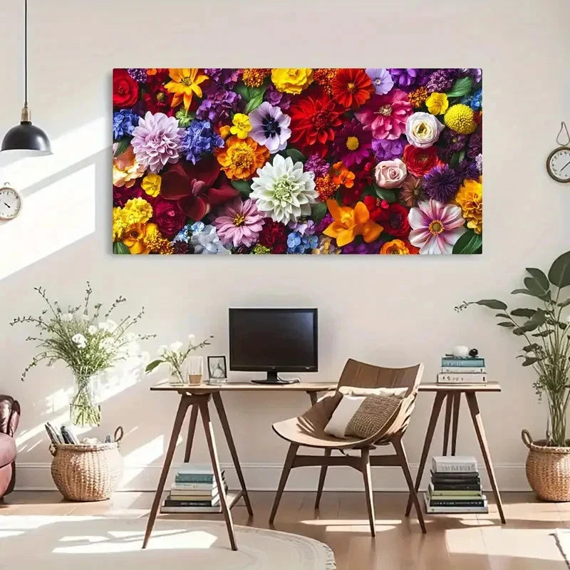 Vibrant Botanical Elegant Deco Wall Art Canvas Office Home Room Framed 120x60cm - Bella Home Decor