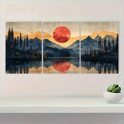 3pcs Mountain Nature Painting Wall Art Set Canvas Framed 60x90cm - High Quality Print 100% Australian Made Wall Canvas Ready to Hang