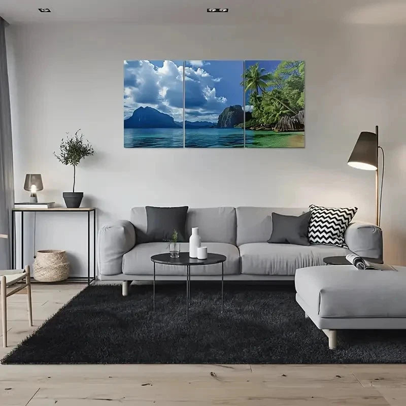 3pcs Beach Paradise Tropical Ocean Metal Print Ready to Hang Art - Bella Home Decor