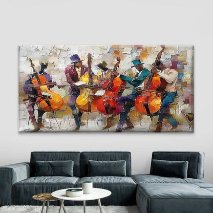 Jazz Musician Playing The Cello Wall Art Canvas Office Home Room Framed 120x60cm