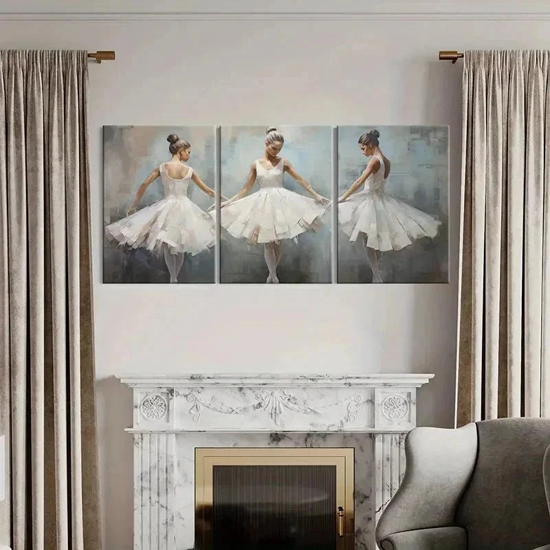 3pcs Ballerina Ballet Dancers Modern Wall Art Set Canvas Framed 60x90cm - High Quality Print 100% Australian Made Wall Canvas Ready to Hang - Bella Home Decor