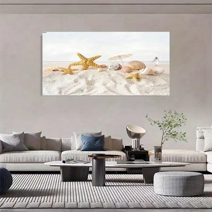 Starfish & Shells Marine Life Wall Art Canvas Office Home Room Framed 120x60cm - Bella Home Decor