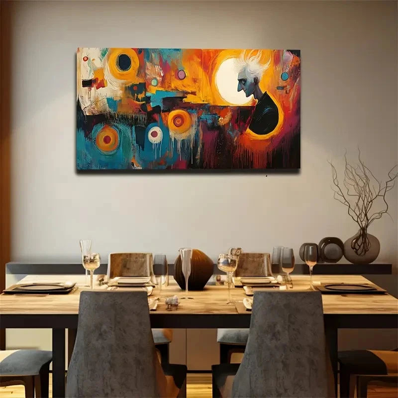 Round Patterns Irregular Color Wall Art Canvas Office Home Room Framed 120x60cm