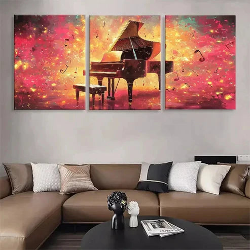 3pcs Grand Piano Music Piano Notes Wall Art Canvas Unframed - High Quality Print 100% Australian Made Wall Canvas