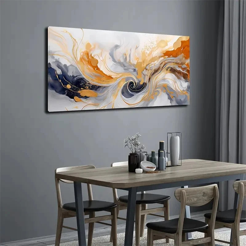 Modern Bohemian Golden Wall Art canvas office home room framed 120x60cm - Bella Home Decor