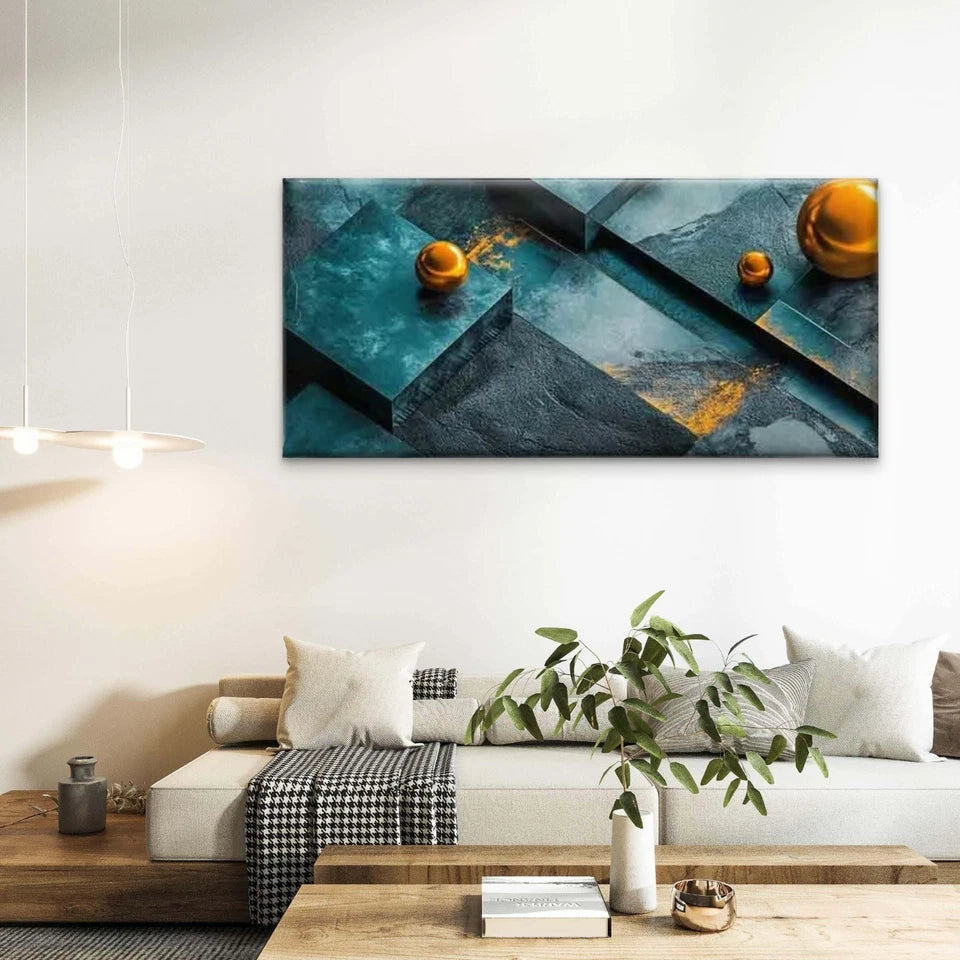 Abstract Geometric Shapes Wall Art Canvas Office Home Room Framed 120x60cm