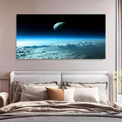 Space View Universe Earth Wall Art Canvas Office Home Room Framed 120x60cm - Bella Home Decor