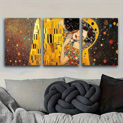 3pcs Glittering Woman And Eiffel Tower Mosaic Wall Art Canvas Unframed - High Quality Print 100% Australian Made Wall Canvas - Bella Home Decor