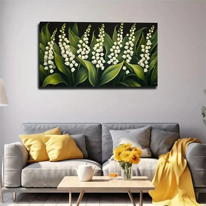 Green-Leafed Lily Wood Wall Art Canvas Office Home Room Framed 120x60cm
