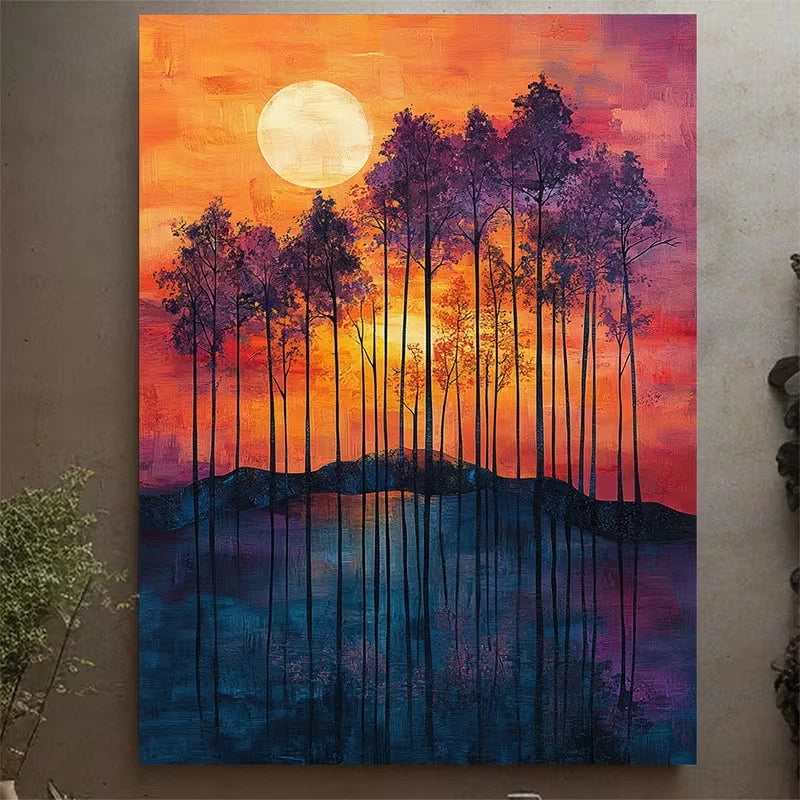 Vibrant Sunset & Trees 60x90cm Metal Print Ready to Hang