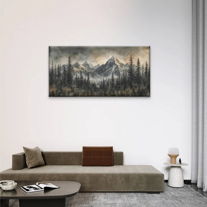 Mountains Trees Snow Perfect Wall Art Canvas Office Home Room Framed 120x60cm