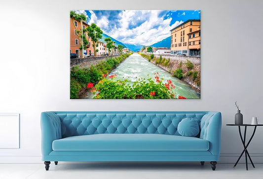 Town Of Tirano And Adda River Wall Art Decor 100% Australian Made - Bella Home Decor