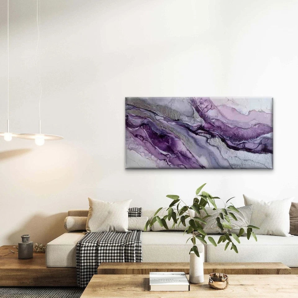 Purple Gradient Abstract Textur Wall Art Canvas Office Home Room Framed 120x60cm - Bella Home Decor