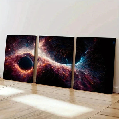 3pcs Cosmic Nebula Vibrant Space-Themed Wall Art Set Canvas Framed 60x90cm - High Quality Print 100% Australian Made Wall Canvas Ready to Hang - Bella Home Decor