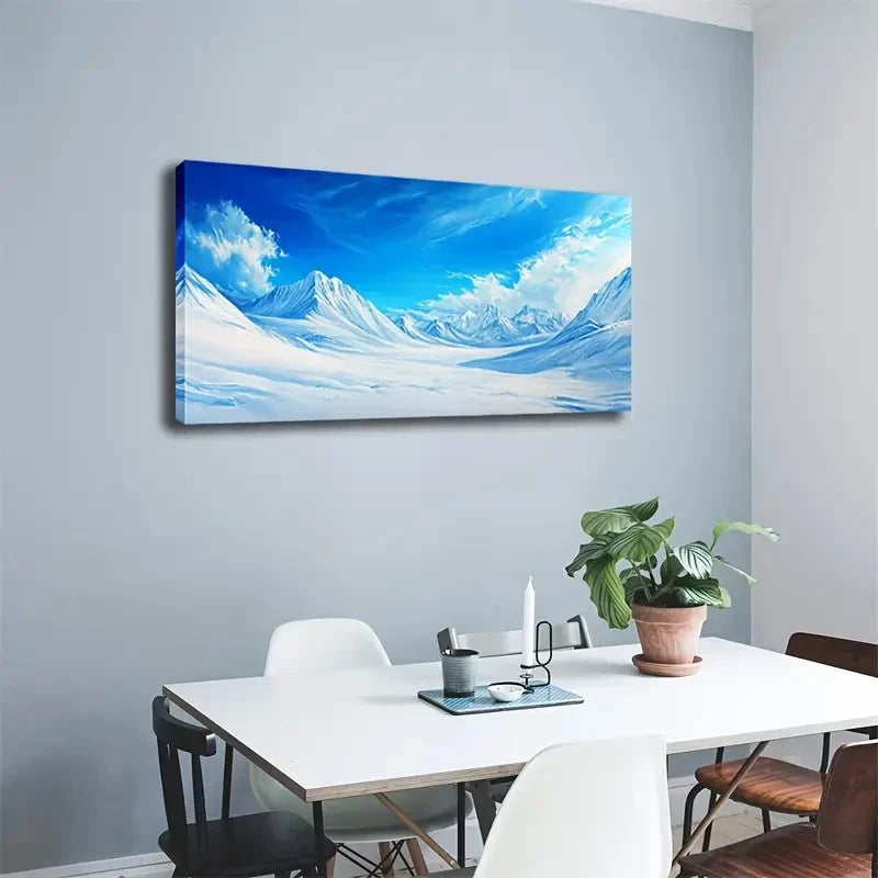 Bright Sky And Snowy Mountains Wall Art Canvas Office Home Room Framed 120x60cm