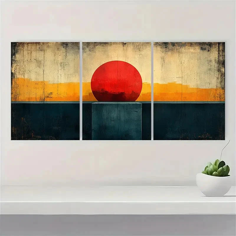 3pcs Tan Color Block Collage Abstract  BN Wall Art Set Canvas Framed 50x70cm - High Quality Print 100% Australian Made Wall Canvas Ready to Hang