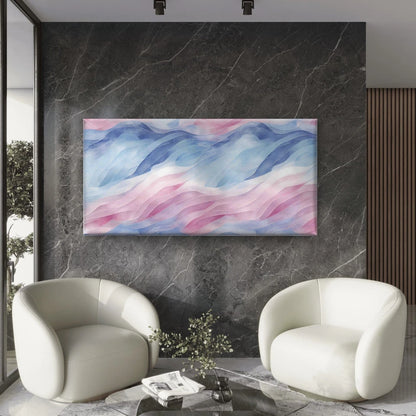 Blue Pink Swirls Wall Art Canvas Office Home Room Framed 120x60cm - Bella Home Decor
