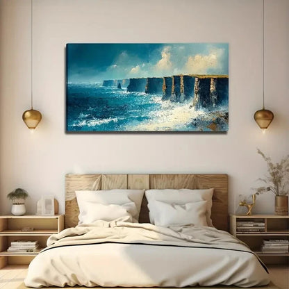 Cliff Ocean Wave Wall Art Canvas Office Home Room Framed 120x60cm