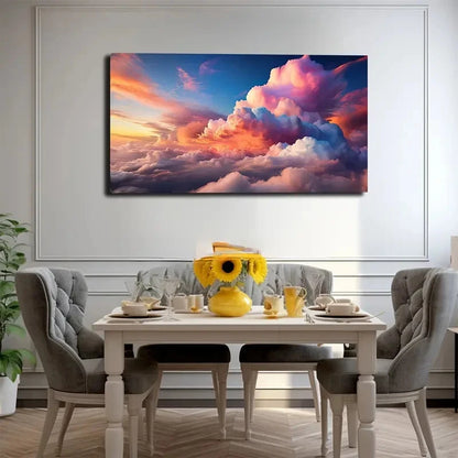 Vibrant Clouds Modern Wall Art Canvas Office Home Room Framed 120x60cm