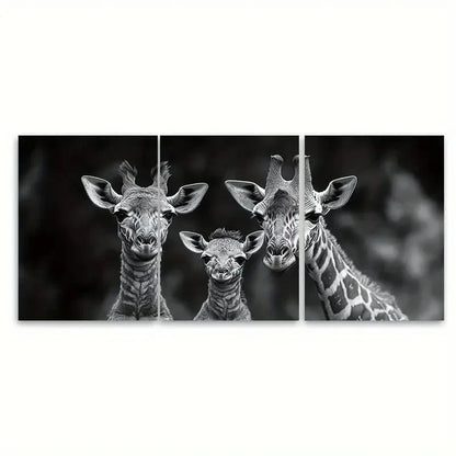 3pcs Giraffe Family Mother Father Baby RI  Wall Art Set Canvas Framed 60x90cm - High Quality Print 100% Australian Made Wall Canvas Ready to Hang - Bella Home Decor