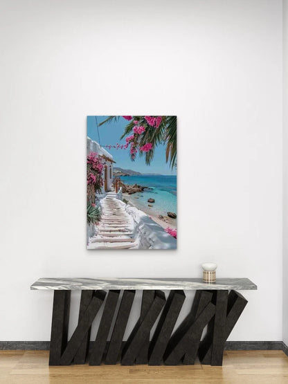 Washed Beach Path with Bloom, Metal Print Ready to Hang