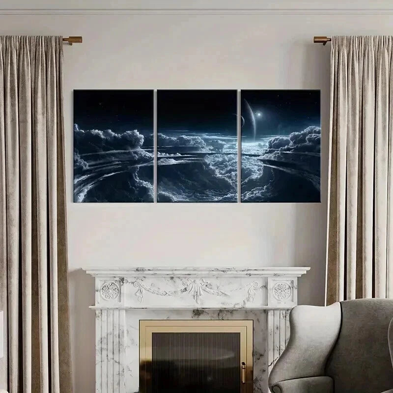 3pcs Fantasy Alien Planet Landscape Universe Wall Art Set Canvas Framed 40x60cm - High Quality Print 100% Australian Made Wall Canvas Ready to Hang - Bella Home Decor