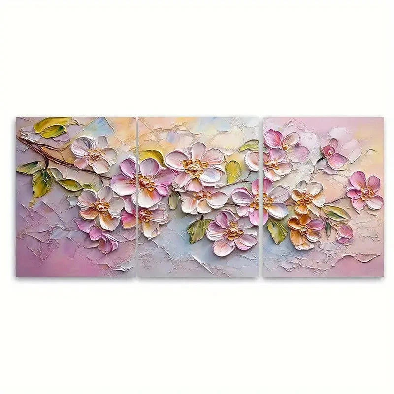 3pcs Abstract Floral Painting Pastel Blossoms   Wall Art Set Canvas Framed 50x70cm - High Quality Print 100% Australian Made Wall Canvas Ready to Hang - Bella Home Decor