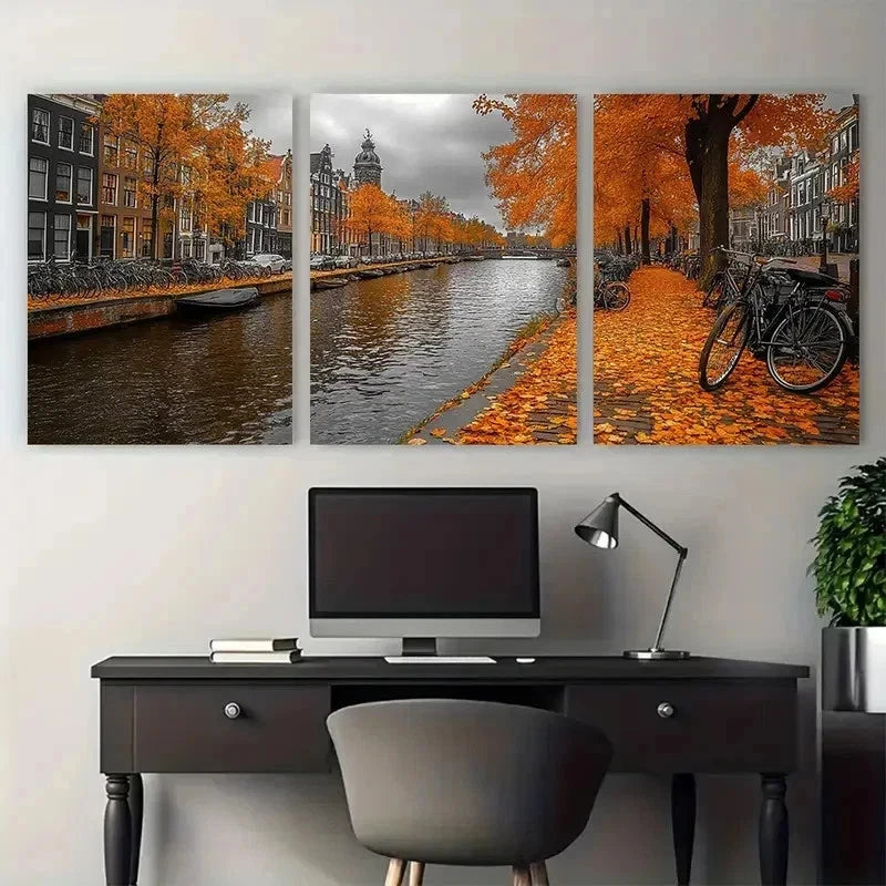 3pcs Black And White Urban Landscape Perfect Wall Art Set Canvas Framed 50x70cm - High Quality Print 100% Australian Made Wall Canvas Ready to Hang - Bella Home Decor