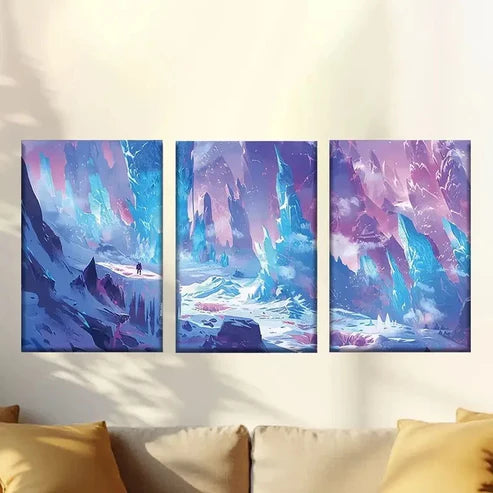 3pcs Colorful Abstract Snow Mountain Wall Art Set Canvas Unframed – High Quality Print 100% Australian Made Wall Canvas - Bella Home Decor