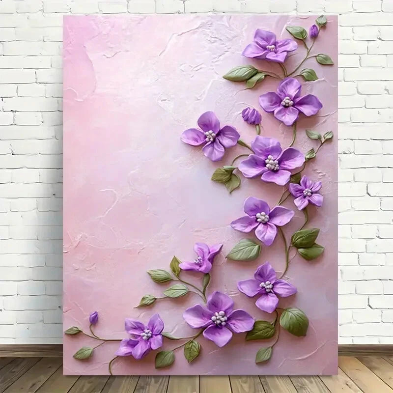 Beautiful Vibrant Purple Floral Vintage Vertical 40x60cm Metal Print Ready to Hang - Bella Home Decor