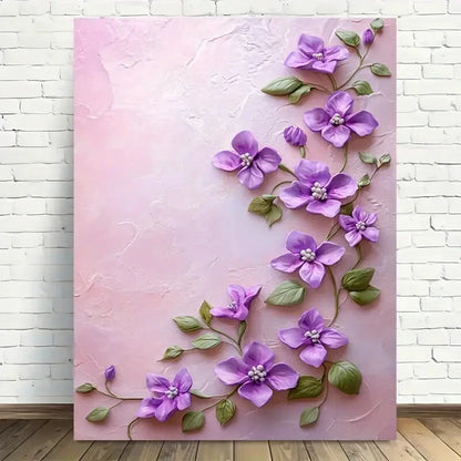 Beautiful Vibrant Purple Floral Vintage Vertical 40x60cm Metal Print Ready to Hang - Bella Home Decor