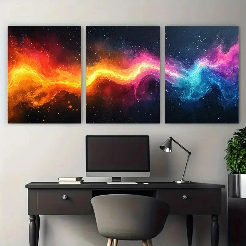 3pcs Vibrant Abstract Neon Modern Perfect Wall Art Set Canvas Framed 40x60cm - High Quality Print 100% Australian Made Wall Canvas Ready to Hang