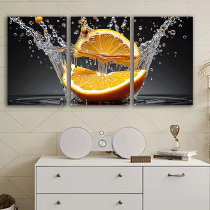 3pcs Vibrant Orange Citrus Decor Wall Art Set Canvas Framed 40x60cm – High Quality Print 100% Australian Made Wall Canvas Ready to Hang