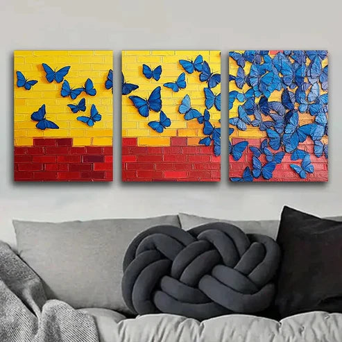 3pcs Vibrant Butterflies Design Nature Perfect Wall Art Set Canvas Unframed - High Quality Print 100% Australian Made Wall Canvas