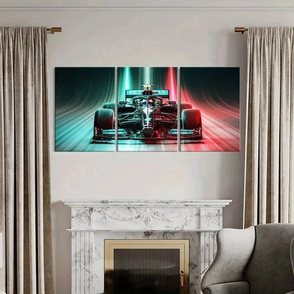3pcs Modern Race Car Formula 1 Decor Wall Art Set Canvas Framed 60x90cm - High Quality Print 100% Australian Made Wall Canvas Ready to Hang