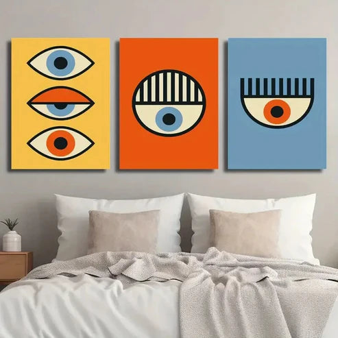 3pcs Styled Abstract Geometric Eye Wall Art Set Canvas Unframed - High Quality Print 100% Australian Made Wall Canvas