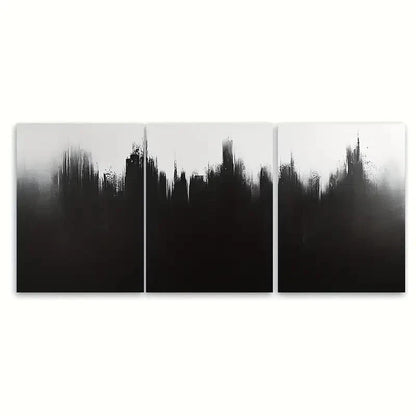 3pcs Monochrome Brushstroke BLACK Wall Art Set Canvas Framed 60x90cm - High Quality Print 100% Australian Made Wall Canvas Ready to Hang