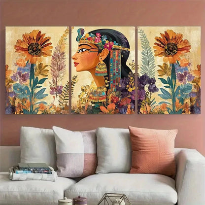 3pcs Vintage Egyptian Aesthetic Egypt Perfect Wall Art Set Canvas Framed 40x60cm - High Quality Print 100% Australian Made Wall Canvas Ready to Hang - Bella Home Decor